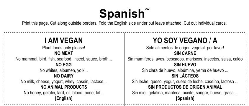 V-card Spanish